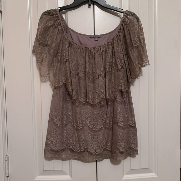 Women's Beige Lacey Blouse in Size Medium by NY Collection - Picture 2 of 4